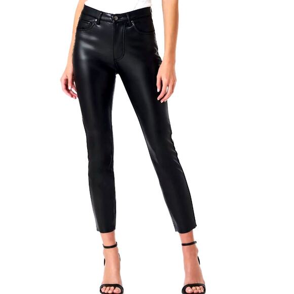 Ashley Mason Juniors Rachel Raw Hem Faux Leather Slim Straight Pants Size 26 - Picture 1 of 10